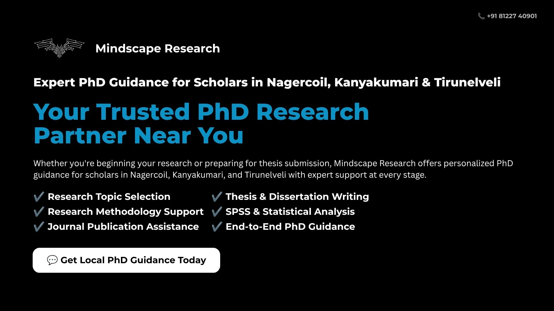 PhD Guidance in Nagercoil, Kanyakumari, and Tirunelveli: Local Support for Local Scholars